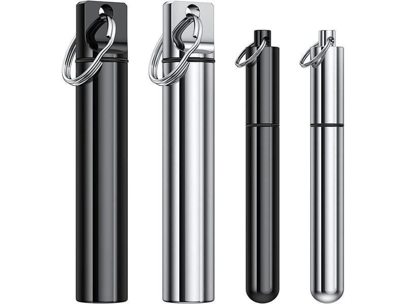  Lot de 4 petits étuis à cure-dents en métal, boîte de voyage en alliage d'aluminium, étui de poche avec porte-clés No Commercial reference - Conforama A