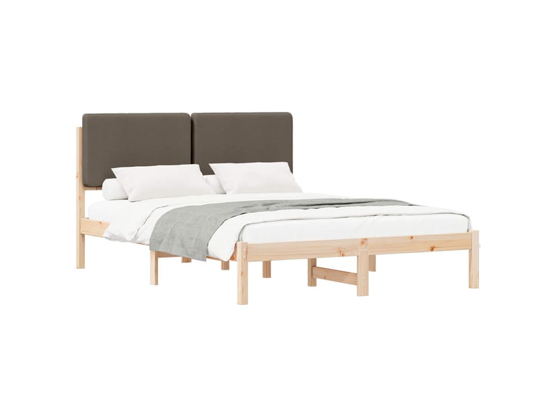 Lit double- lit adulte - cadre de lit avec tête de lit rembourrée taupe 140 x 190 cm - Conforama A