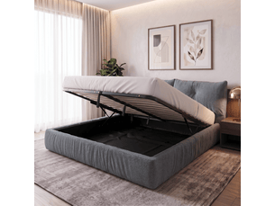 Lit coffre 160x200 cm <strong>Sampur</strong>  <strong>PREMIUM</strong> coloris gris
