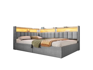 Lit banquette 140x200 cm <strong>SAPGAKS</strong> <strong></strong> coloris gris