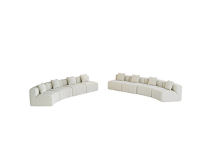 Canapé 8 places - 388x83.8x73.6 cm - canapé droit incurvé modulaire chenille avec coussins sans montage - beige