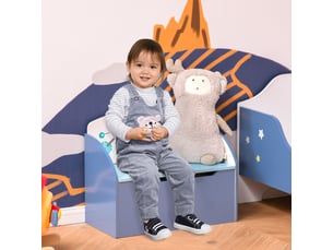 Banc de rangement pour jouets 2 en 1 en bois, coffre avec dossier pour enfants de 3 à 6 ans, 60 x 30 x 50 cm, bleu