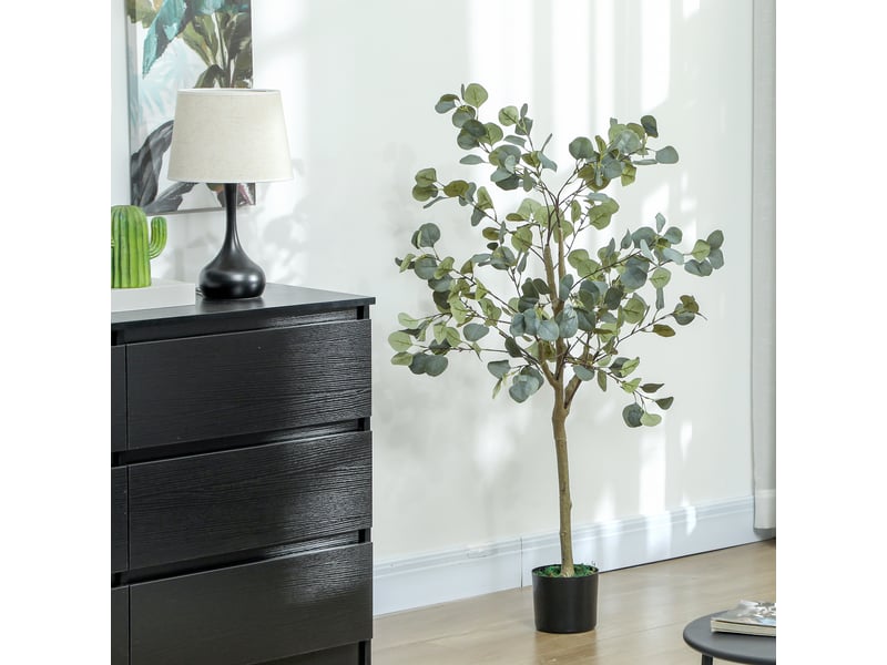 Eucalyptus artificiel décoratif, 120 cm, synthétique, avec 230 feuilles en pot pour usage intérieur, vert - Conforama D