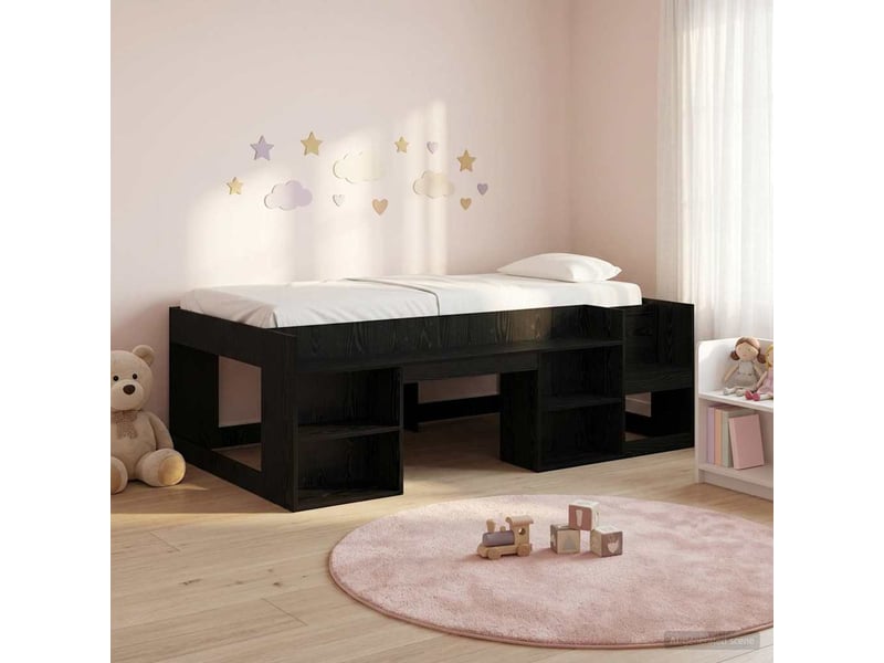  Cadre de lit pour enfants - lit jeune avec rangement chêne noir 90 x 200 cm  - Conforama B