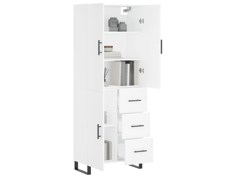  Buffet haut - bahut - meuble de rangement blanc 69,5x34x180 cm bois d'ingénierie  - Conforama C
