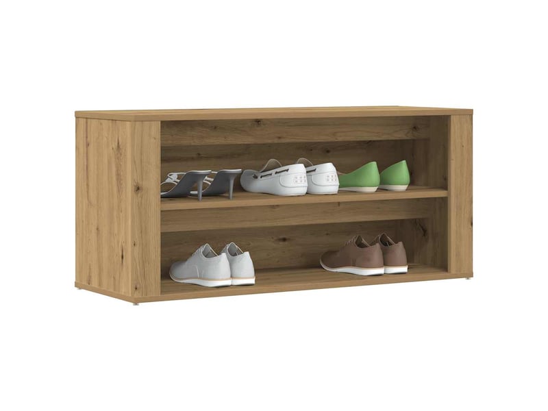  Banc à chaussures, meuble à chaussures chêne artisanal 100x35x45cm bois d'ingénierie  - Conforama C
