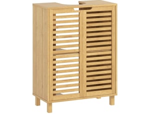 Meuble sous lavabo 60x30x80 cm portes persiennes bambou naturel
