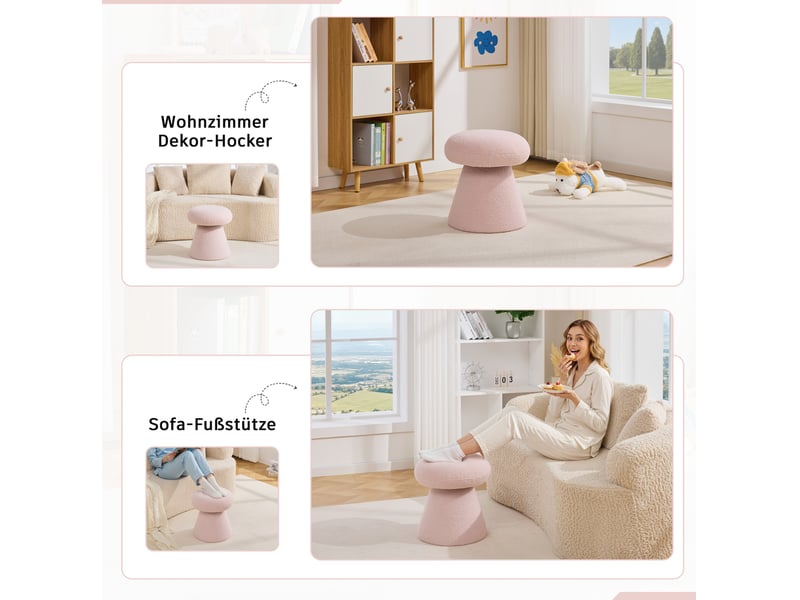  Pouf pivotant 41x41x44 cm en bois rose  - Conforama E