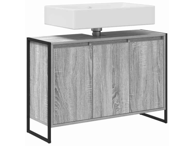  Cabinet de salle de bain, meuble de rangement gris sonoma 90x30x60 cm  - Conforama C