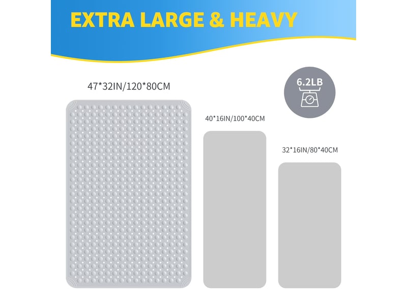  Tapis de douche en tpe à ventouses - 34 x 23 pouces - gris clair  - Conforama D