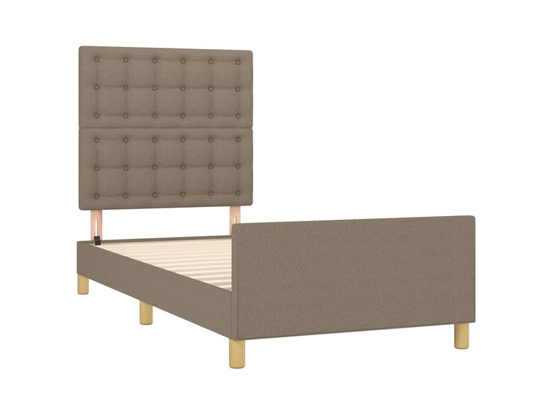  Lit simple- lit adulte -  cadre de lit sans matelas avec tête de lit taupe 90x190cm tissu  - Conforama C