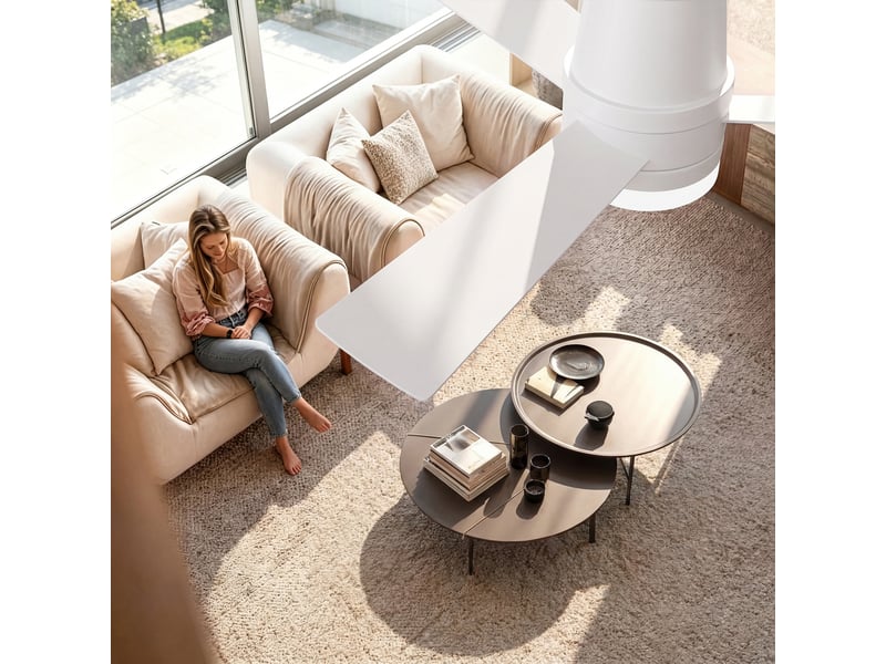  Ventilateur de plafond avec éclairage led, 6 vitesses de ventilation, blanc, 42 pouces - 3 pales  - Conforama E