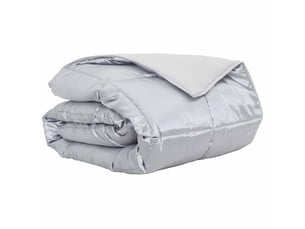Duvet - couette d'été simple argenté 135 x 220 cm satin et microfibre