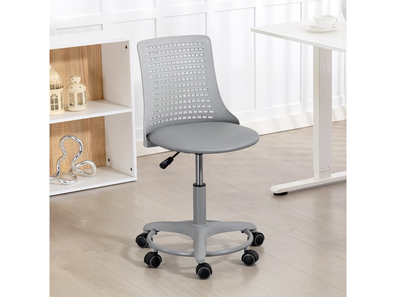  Fauteuil de bureau sans accoudoirs pivotant dossier ajouré hauteur réglable gris  - Conforama B
