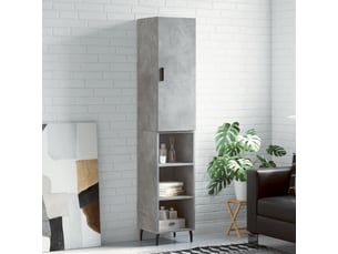 Buffet haut - bahut - meuble de rangement gris béton 34,5x34x180 cm bois d'ingénierie