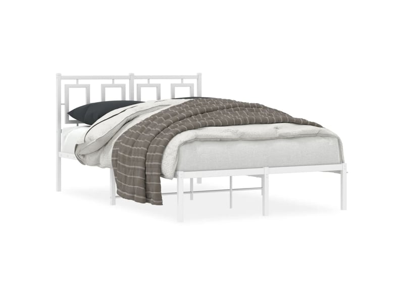  Lit double- lit adulte -  cadre de lit métal sans matelas et tête de lit blanc 120x190 cm  - Conforama A