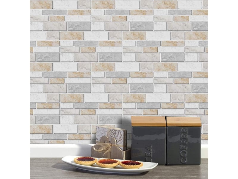  Autocollant effet carrelage mural pour décoration intérieure salon, cuisine 24pcs  - Conforama B