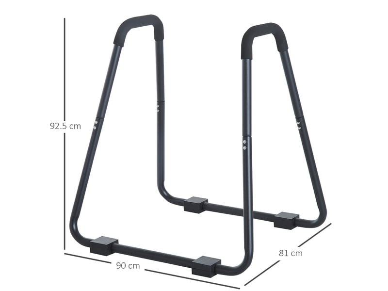 Station de musculation pour dips multifonction noire en acier avec sangle, 90 x 81 x 92,5 cm, charge 120 kg - Conforama C