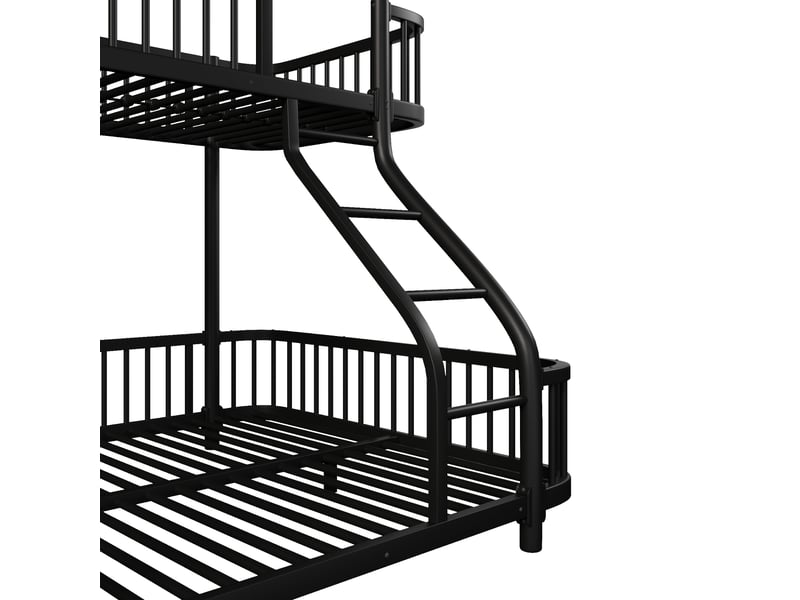  Lit superposé enfant 90x200 + 140x200 cm noir avec barrières, échelle, structure métal et en 747 Fay Lum - Conforama E
