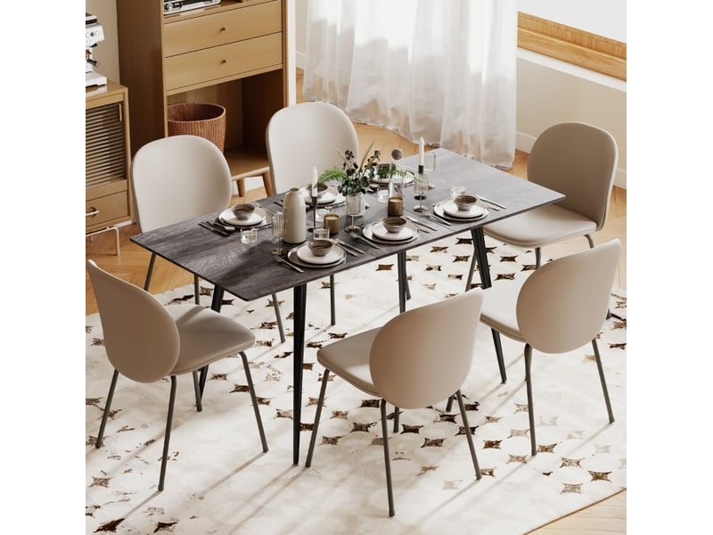 Table extensible pour 6 à 8 personnes avec rallonge dissimulée et pieds en acier pour salle à manger - Conforama B