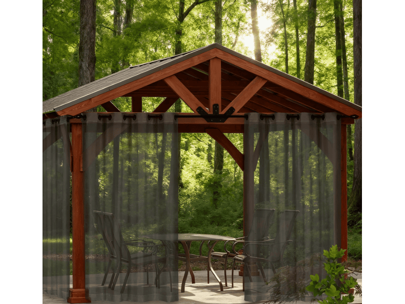  Rideau en tulle imperméable, filtre la lumière, décoration de terrasse, jardin, cour, 2 pièces (132 x 213 cm, gris foncé)  - Conforama D