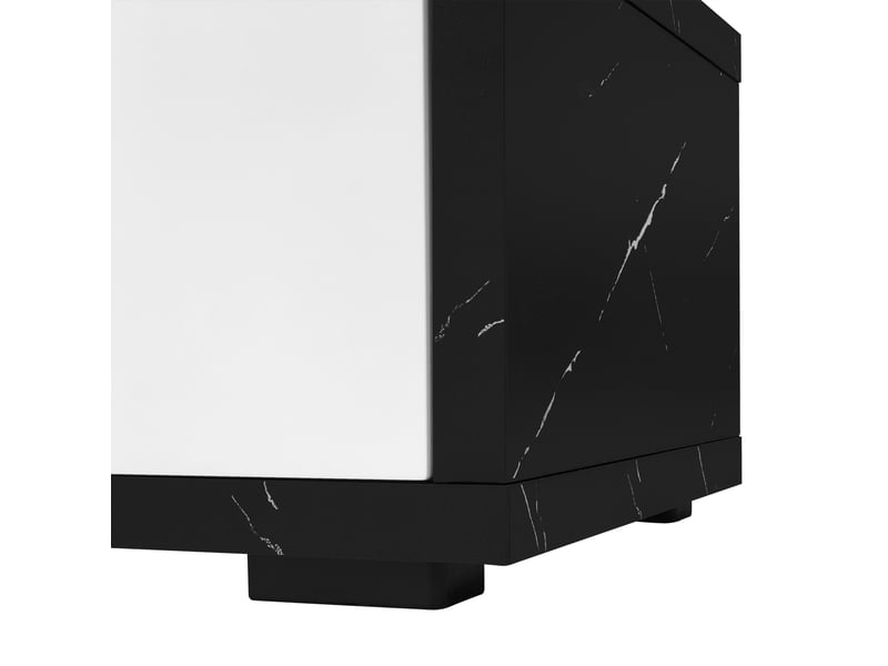  Meuble tv 140x40x30 cm modulable motif marbre avec 3 portes, blanc et noir  - Conforama R