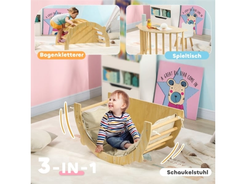  Arche d’escalade enfant avec balançoire, échelle et coussin, 1,5-4 ans, charge 50 kg  - Conforama D