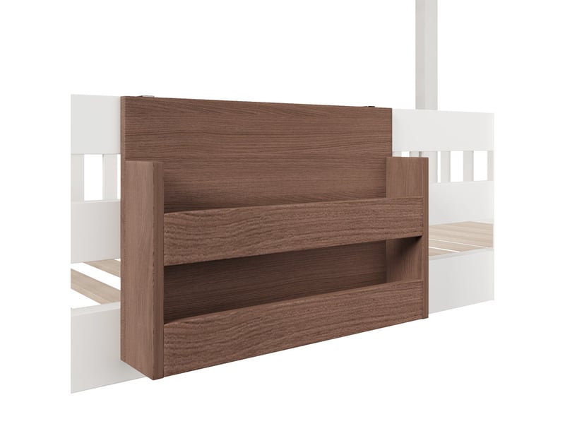 Lit superposé 90x200 cm, compartiments de rangement, barrière de sécurité, échelle, blanc - Conforama E