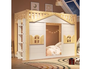 Lit mezzanine 90x200 cm <strong>STILVORA</strong> <strong></strong> coloris blanc