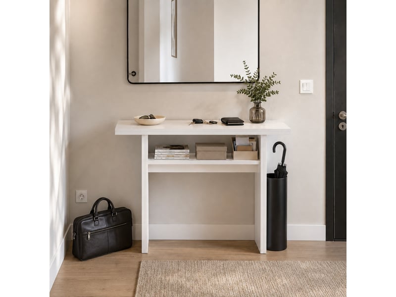 The white stone console extensible blanche gain de place transformable | table console extensible cuisine salon | 120x3570x76 cm - Conforama C