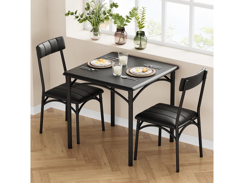  Ensemble de salle à manger 3 pièces – table carrée et 2 chaises  – pour appartement ou studio – style rustique moderne – noir cBc-IbyFStLf-c1BP-t - Conforama E