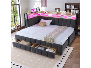 Lit gigogne 90x200 cm <strong>OKWISH</strong>  <strong></strong> coloris bois foncé