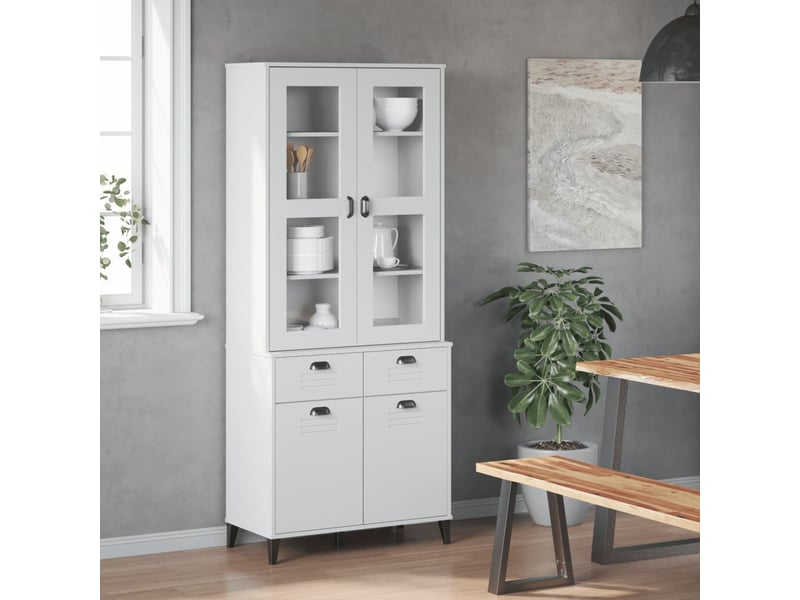  Buffet salon, buffet de rangement viken blanc 80x40x190 cm bois massif de pin  - Conforama C