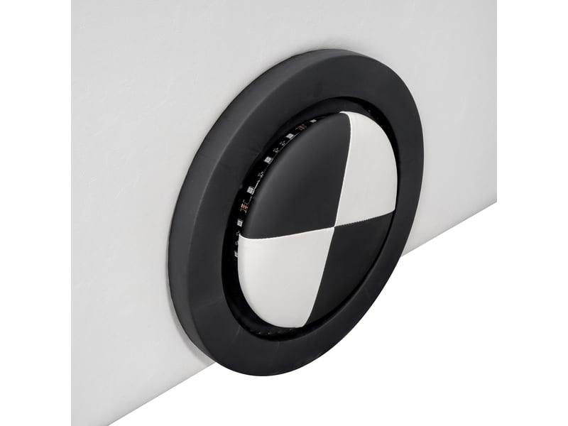  Lit voiture avec rangement 90 × 200 cm, pu et mdf, roues lumineuses par appli, coffre au pied, sans matelas, blanc  - Conforama E
