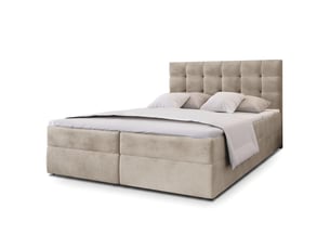 Lit avec rangement 140x200 cm <strong>MASSENO</strong>  <strong></strong> coloris beige