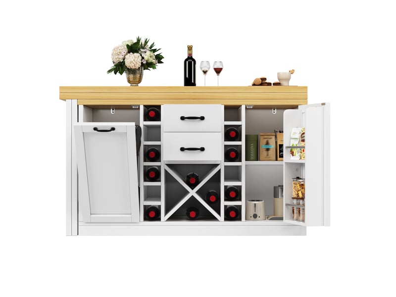 Îlot de cuisine pivotant à 360° avec rangements, 120 à 223 cm, blanc - Conforama A