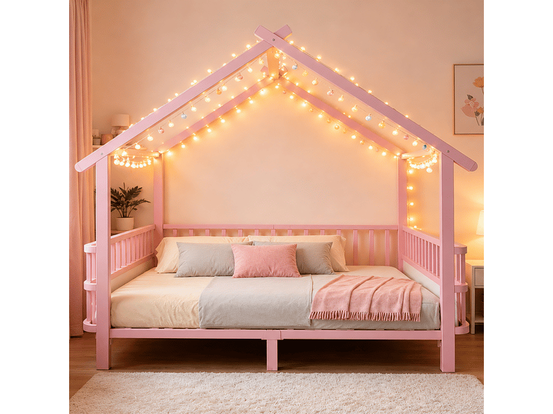  Lit jeune, 140x200 cm, en métal, rose cao-LDF00581AAH-conf-NEW - Conforama D
