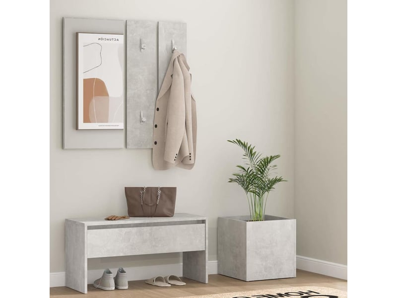  Ensemble de meubles de couloir gris béton bois d'ingénierie shl56520  - Conforama B
