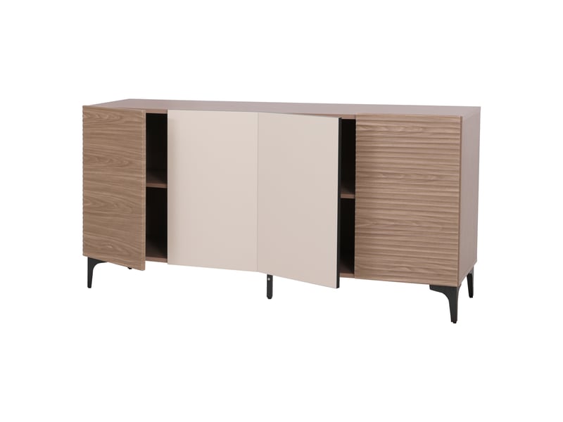  Buffet hwc-q84, commode, portes à structure 3d, compartiments de rangement, mdf mélaminé, 80 x 160 x 42 cm - aspect noyer clair  - Conforama A