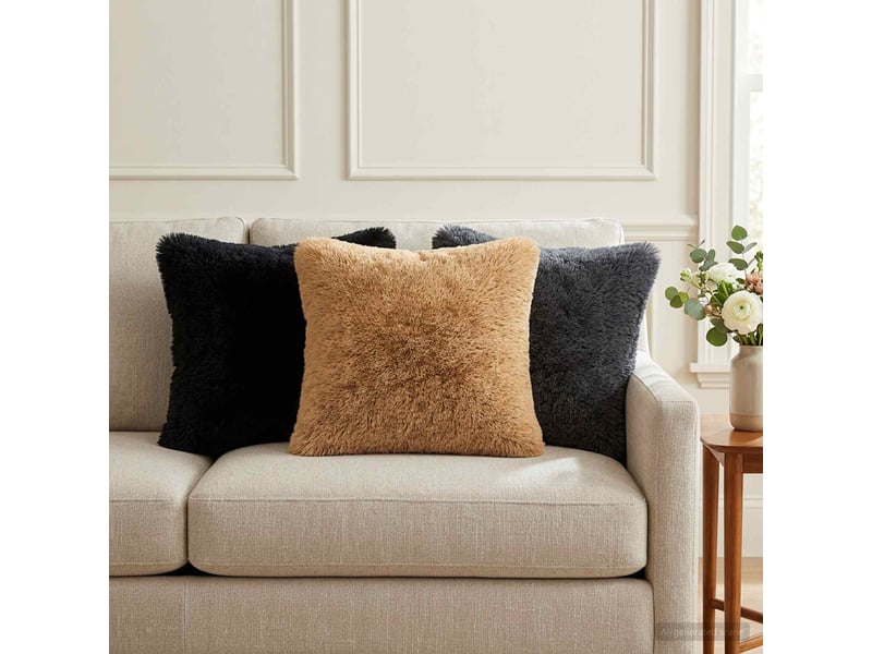 Lot de 6 coussins avec oreiller, coussins décoratifs heerlen anthracite fleece pv cf50773 - Conforama B