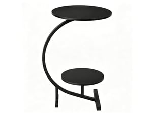 Table basse d’appoint à deux plateaux ronds, surface mélaminée, style moderne, en mdf et métal, pour salon, noire