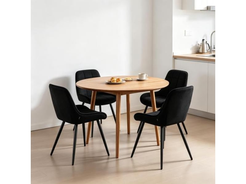  Ensemble de 4 chaises d'accent et cuisine, rembourrées, salon, salle à manger et bureau – élégantes  - Conforama E