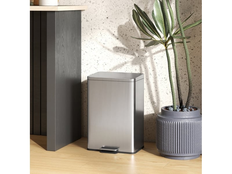  Poubelle à pédale 20 l en acier inoxydable argenté avec couvercle soft close et seau amovible, pour un intérieur net  - Conforama B