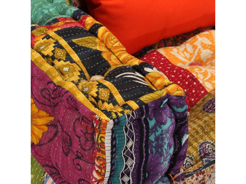  Coussins de sol poufs modulaire chaise longue en tissu 2 places en tissu patchwork dec021231  - Conforama B