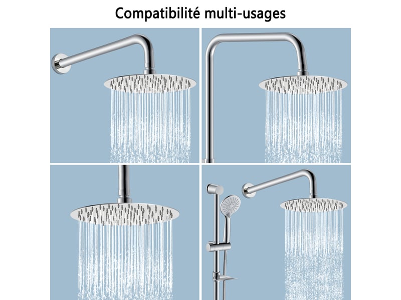 Douche de tête ronde aica, 8 pouces, universel filetage 12 - Conforama E