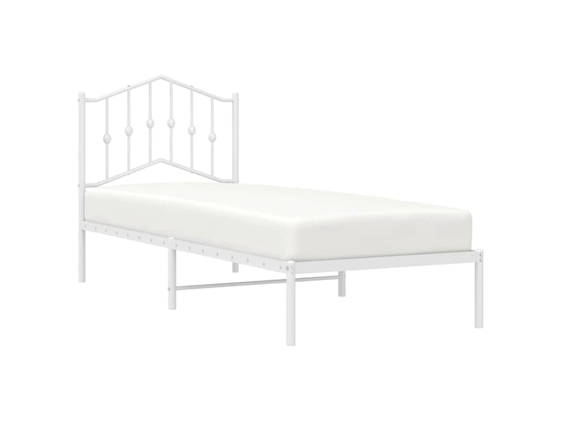  Lit simple- lit adulte -  cadre de lit métal sans matelas avec tête de lit blanc 80x200cm  - Conforama B