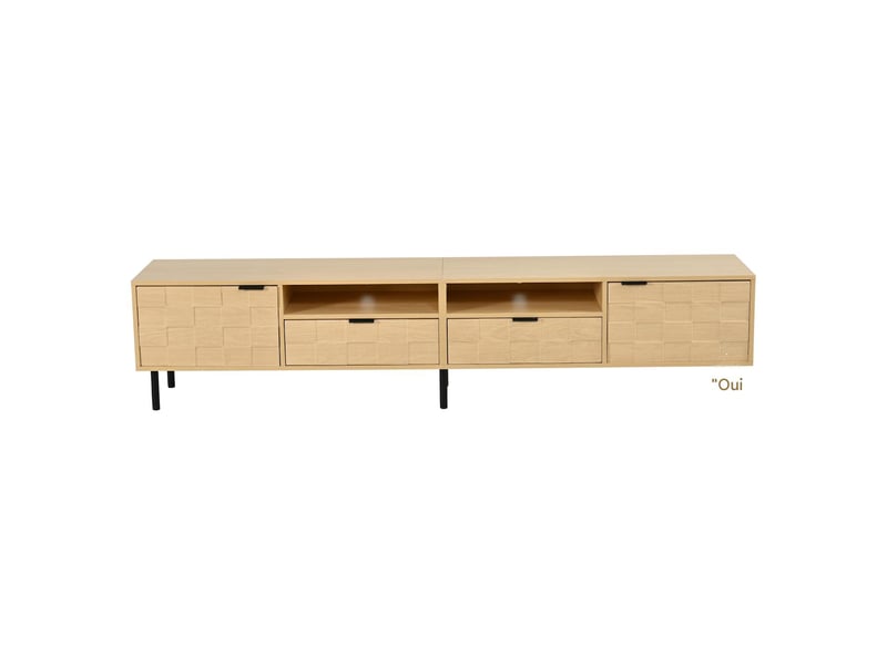  Meuble tv 2 portes 2 tiroirs pour écran jusqu'à 80 coloris bois naturel 200x35x44.5 cm N625P460448449Z - Conforama A