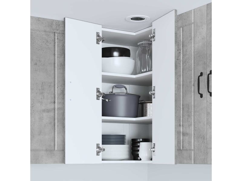  Meuble mural de cuisine, armoire d'angle cuisine lucca gris béton 57x57x80cm  - Conforama D