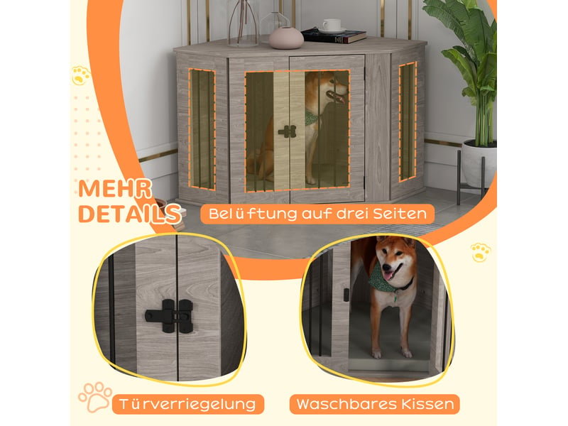  Cage d'intérieur 104x55x63 cm avec verrou et coussin couleur noyer  - Conforama E