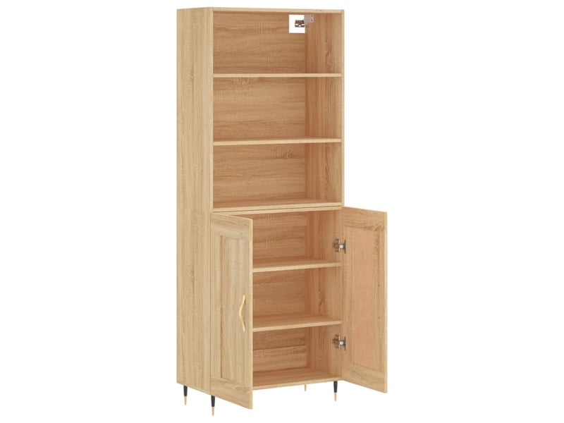 Buffet haut - bahut - meuble de rangement chêne sonoma 69,5x34x180 cm bois d'ingénierie  - Conforama C